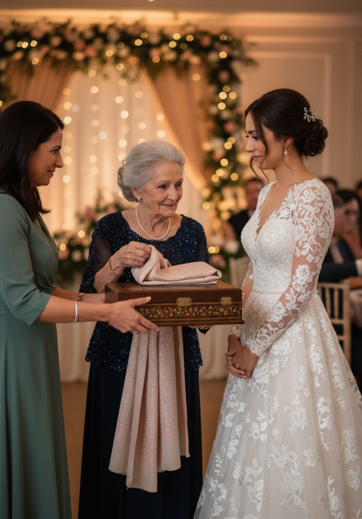 generational-heirloom-handwoven-shawl-given-to-bride-by-her-grandmother