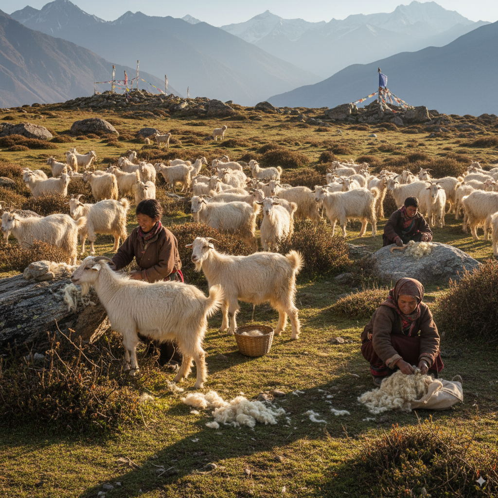 himalayan-people-collecting-pashmina-wool-ethically