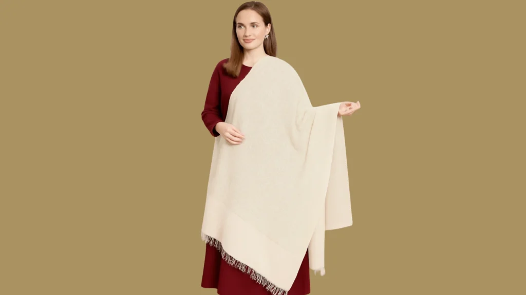 women wearing a kashmiri woolen shawl