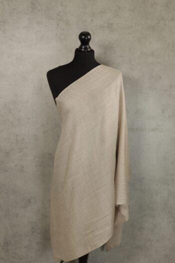 Mystique Aura Stole in beige – elegant neutral stole with subtle shading in soft Kashmir wool-silk blend