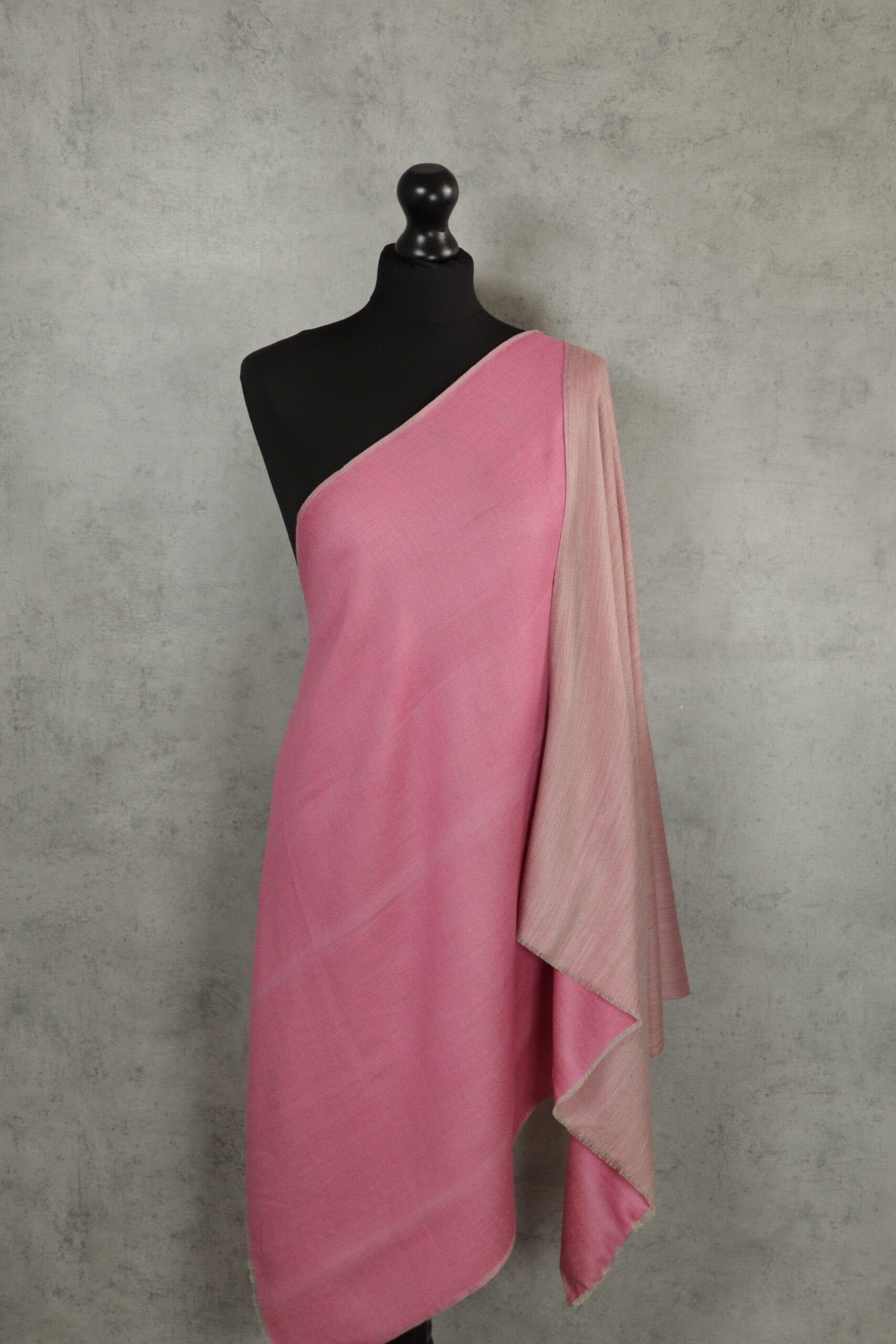 Twilight Reversible Stole in baby pink, a wool-silk stole in reversible shaded weave bringing soft luster and layered styling