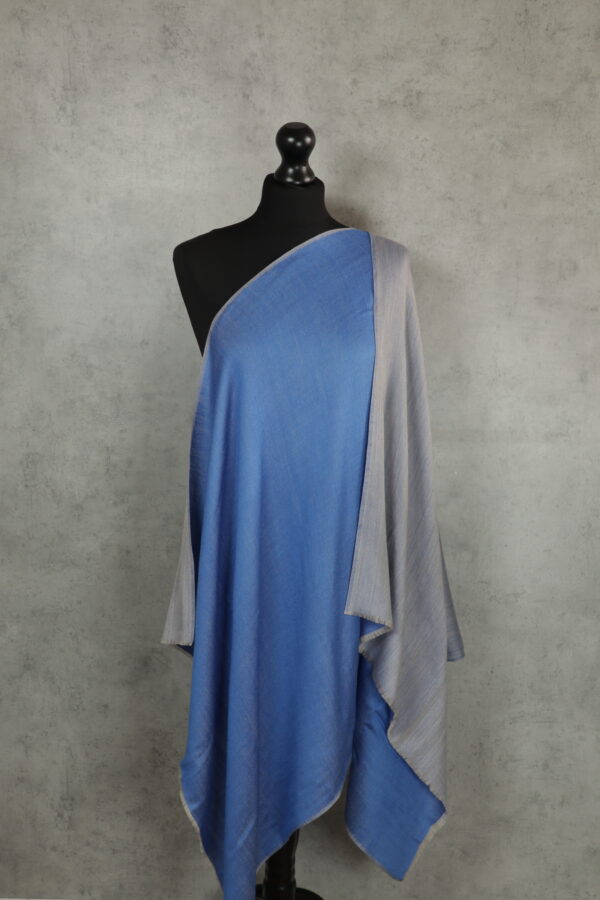 Twilight Reversible Stole in sky, a wool-silk stole in reversible shaded weave bringing soft luster and layered styling