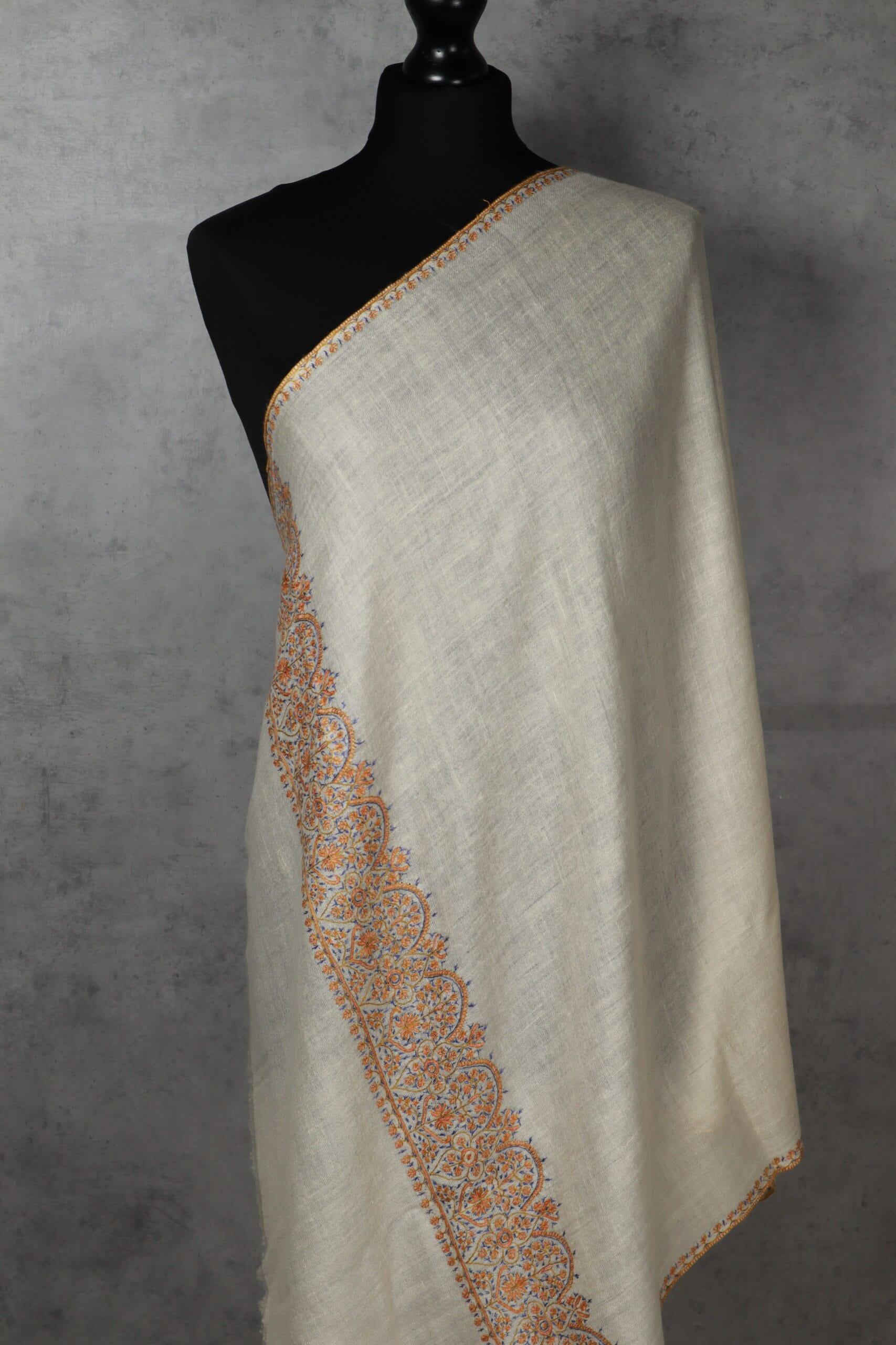 Naqqashi-–-Fine-Touches-Brown-scaled-600x900 Zar-e-Mehr Pashmina Scarf - Image 2