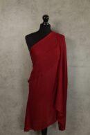 Shade of Still Shawl in red, a wool silk shawl featuring classic chevron texture and elegant dual-tone layers