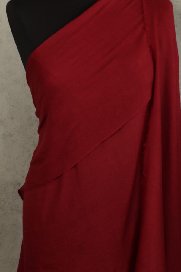 Shade of Still Shawl in red, a wool silk shawl featuring classic chevron texture and elegant dual-tone layers