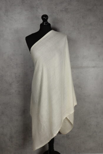 WhiteSpine Stole in cream, a breathable light stole crafted in refined herringbone for versatile styling.