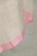 Silk Line Mirage Stole in baby pink, a long striped scarf with earthy stripes & silk-like sheen.