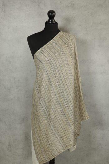 KhadiMuse Luxe Stole in beige, a khadi stole of wool-silk with soft drape, vibrant borders, and artisanal finish.