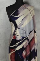 Artwrap Stole in brush stain design, a digital print scarf featuring vibrant florals and abstract patterns