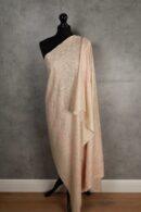 Chand-e-Dastak Handmade Shawl, a Pashmina Sozni Shawl in soft blush with intricate embroidery, embodying timeless elegance