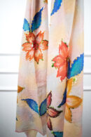 ThreadBloom Stole - a flower on pastel is a 100% wool floral print stole with painted and hand-embellished motifs