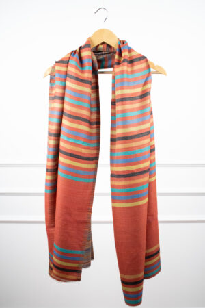 PastelStripes Stole in multi colour – lightweight striped stole in wool-tencel blend for all seasons