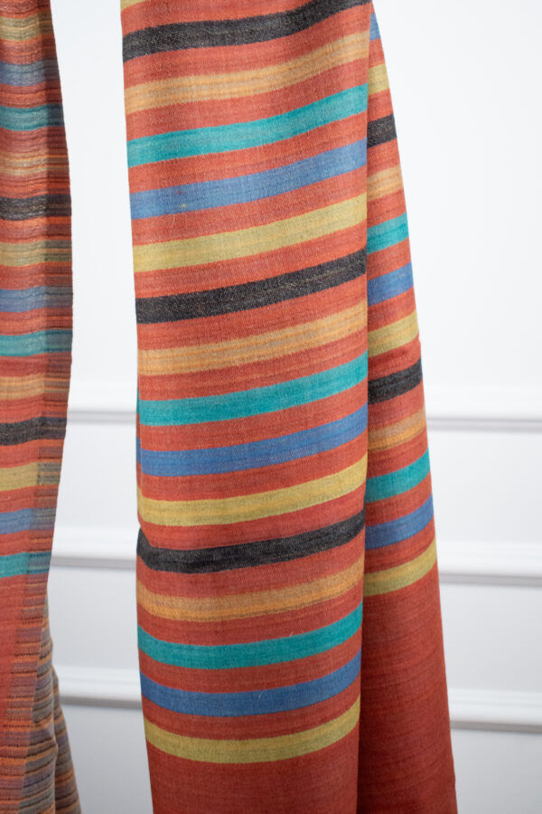 PastelStripes Stole in multi colour – lightweight striped stole in wool-tencel blend for all seasons