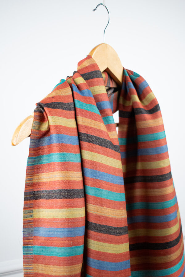 PastelStripes Stole in multi colour – lightweight striped stole in wool-tencel blend for all seasons