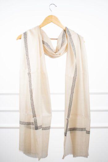 The Pastel Mirage Stole in ivory – reversible pastel color stole in wool-silk blend from Kashmir