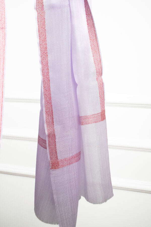 The Pastel Mirage Stole in lilac – reversible pastel color stole in wool-silk blend from Kashmir