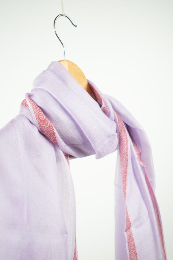 The Pastel Mirage Stole in lilac – reversible pastel color stole in wool-silk blend from Kashmir