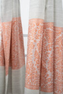 VibrantFrame Stole in orange – ethnic stole with framed palla motifs in 85% wool-silk for balanced bold elegance