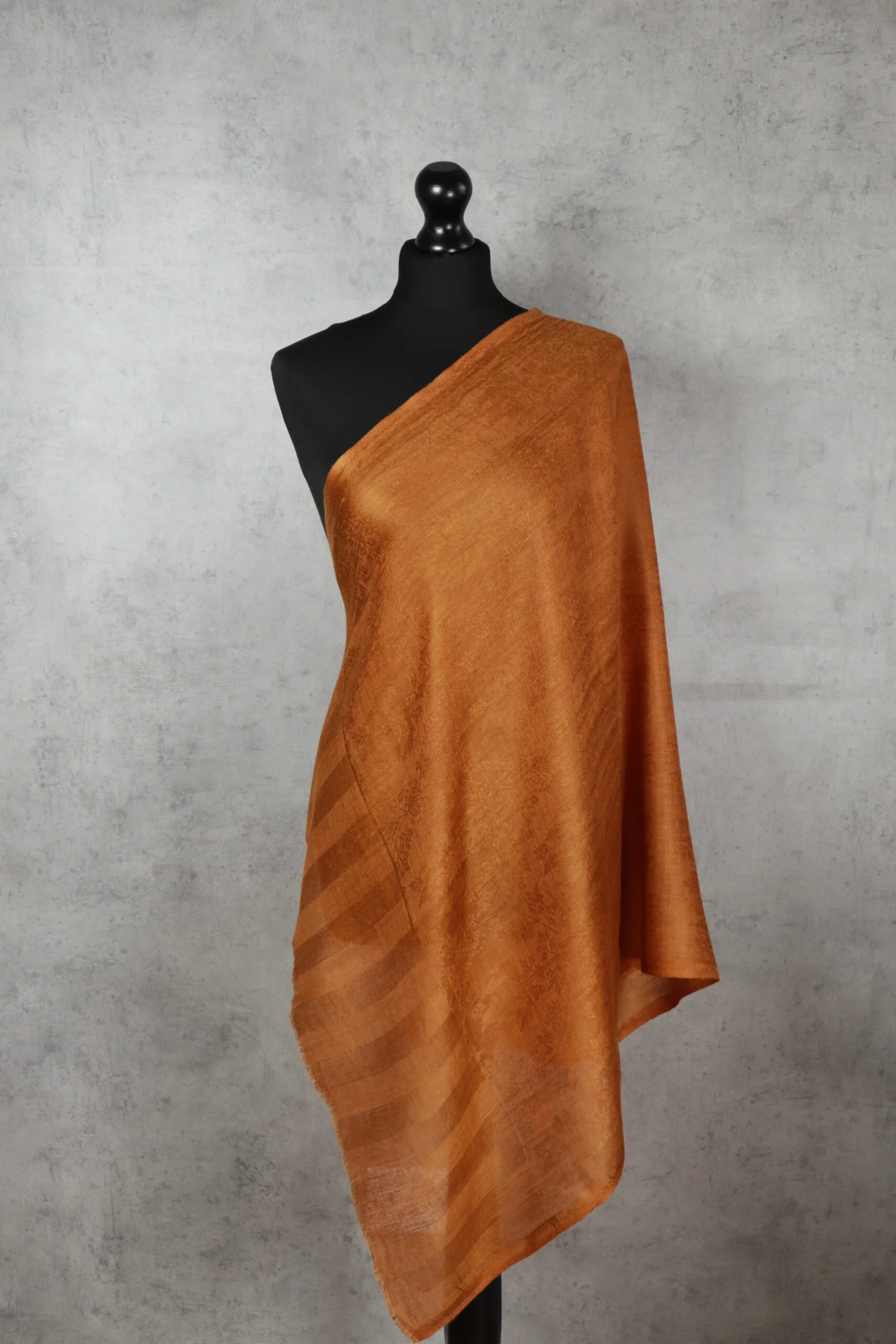 Jacquard Pashmina Stole in stone, woven from Pashmina, featuring subtle jacquard patterns, offering elegance & perfect drape.