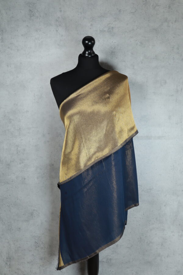 Reversible Moonlight Shawls in blue, made from wool & Tencel as a versatile reversible wool shawl with shimmer detail