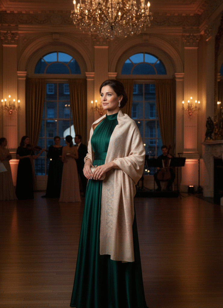 draping-over-evening-gowns-a-way-to-wear-a-kashmiri-shawl