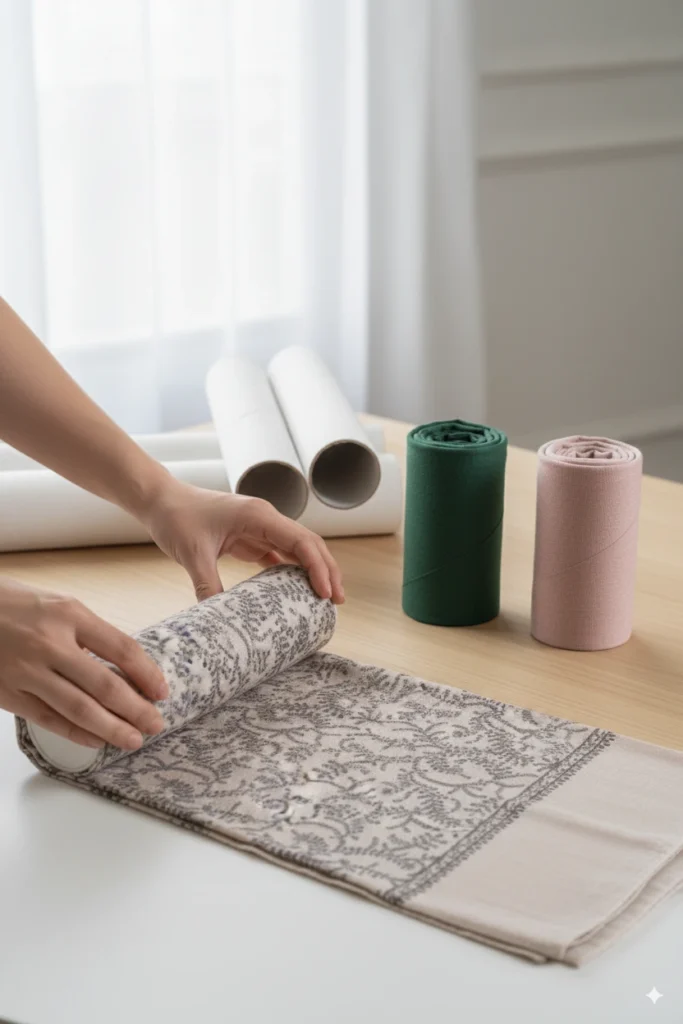 rolling-method-with-tubes-for-scarf-protection