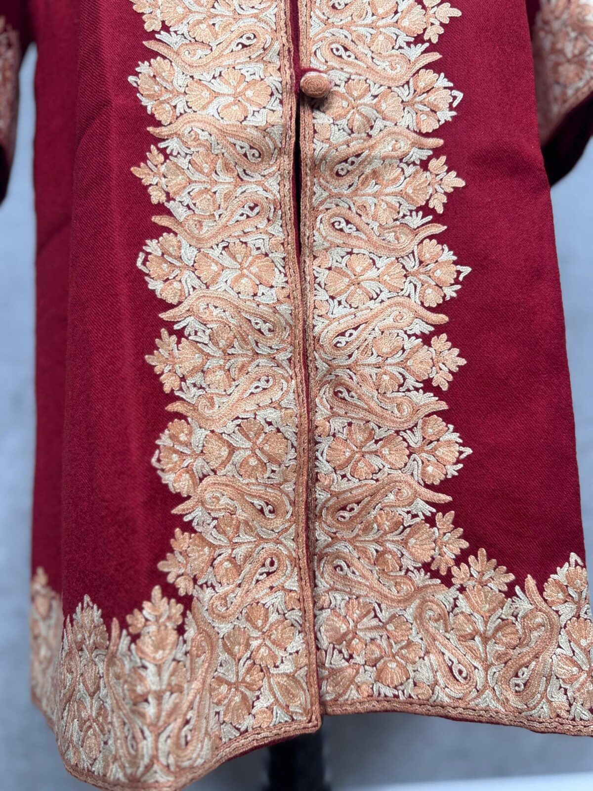The Gulmohar Crimson Kashmiri Long Woollen Jacket