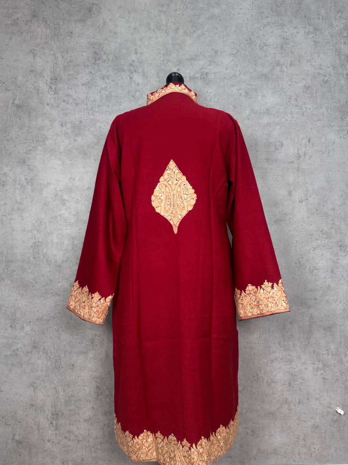 The Gulmohar Crimson Kashmiri Long Woollen Jacket