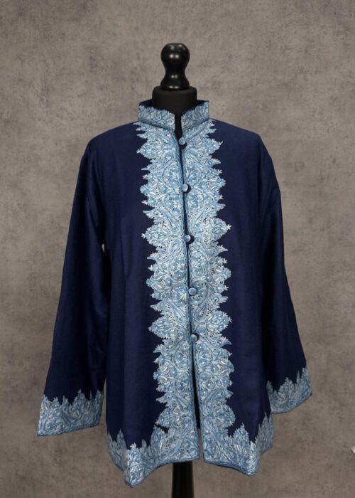 The Wular Azure Kashmiri Short Woollen Jacket