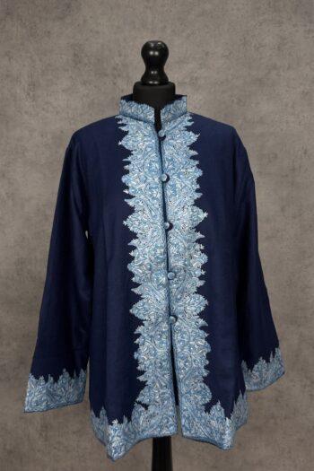 The Wular Azure Kashmiri Short Woollen Jacket