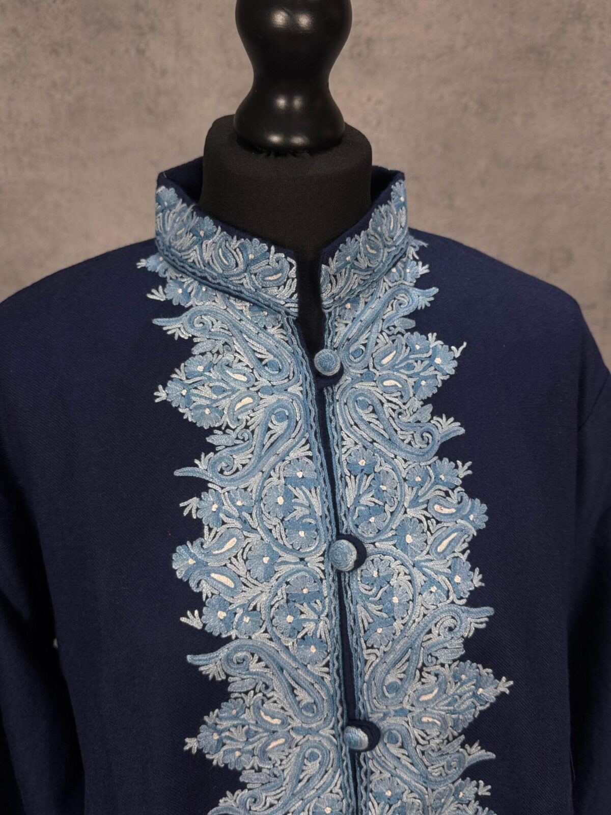 The Wular Azure Kashmiri Short Woollen Jacket