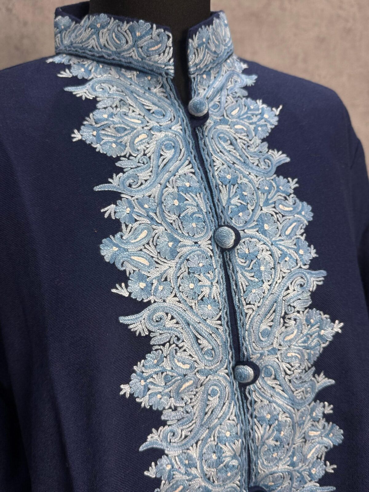 The Wular Azure Kashmiri Short Woollen Jacket