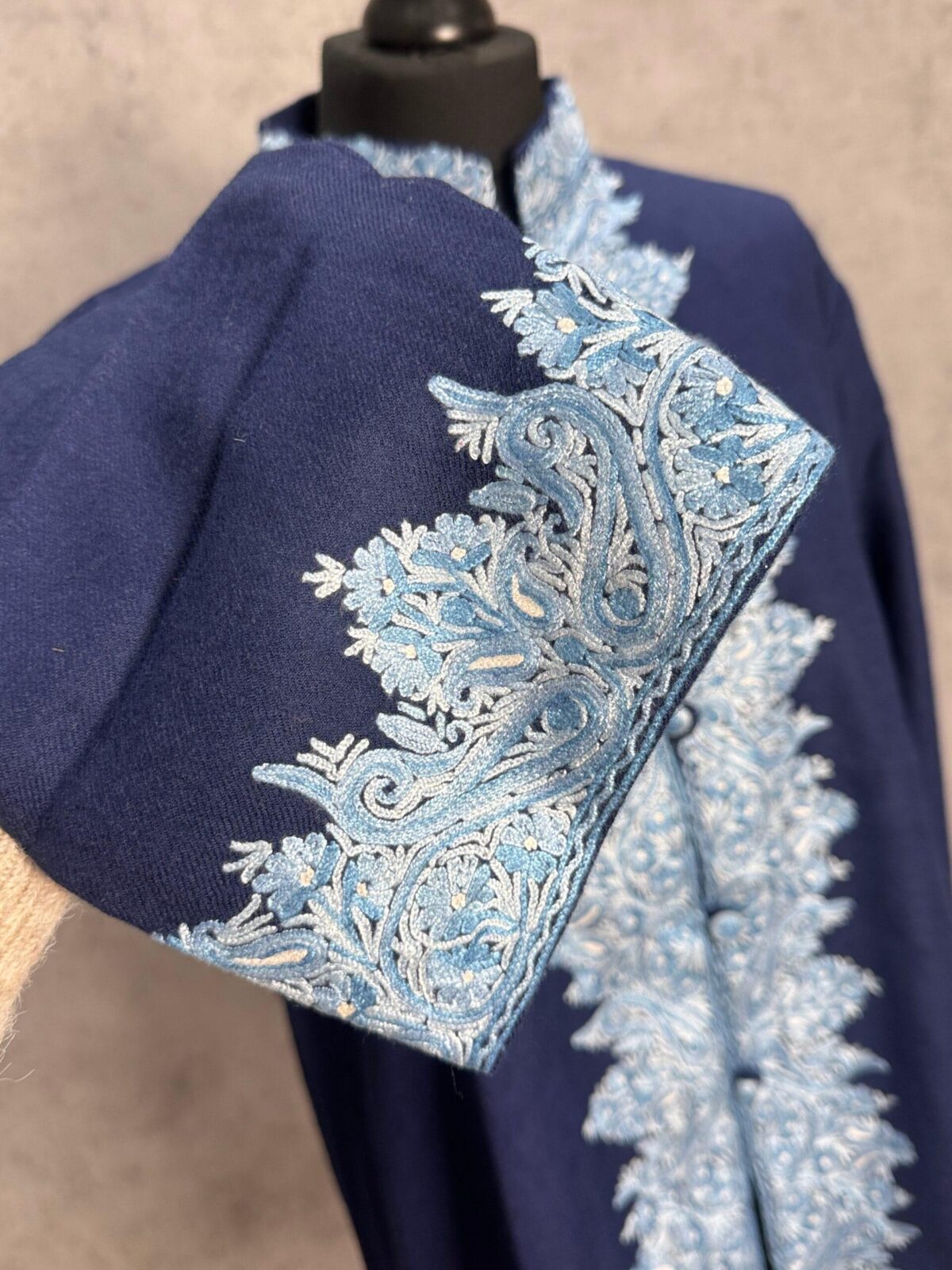The Wular Azure Kashmiri Short Woollen Jacket