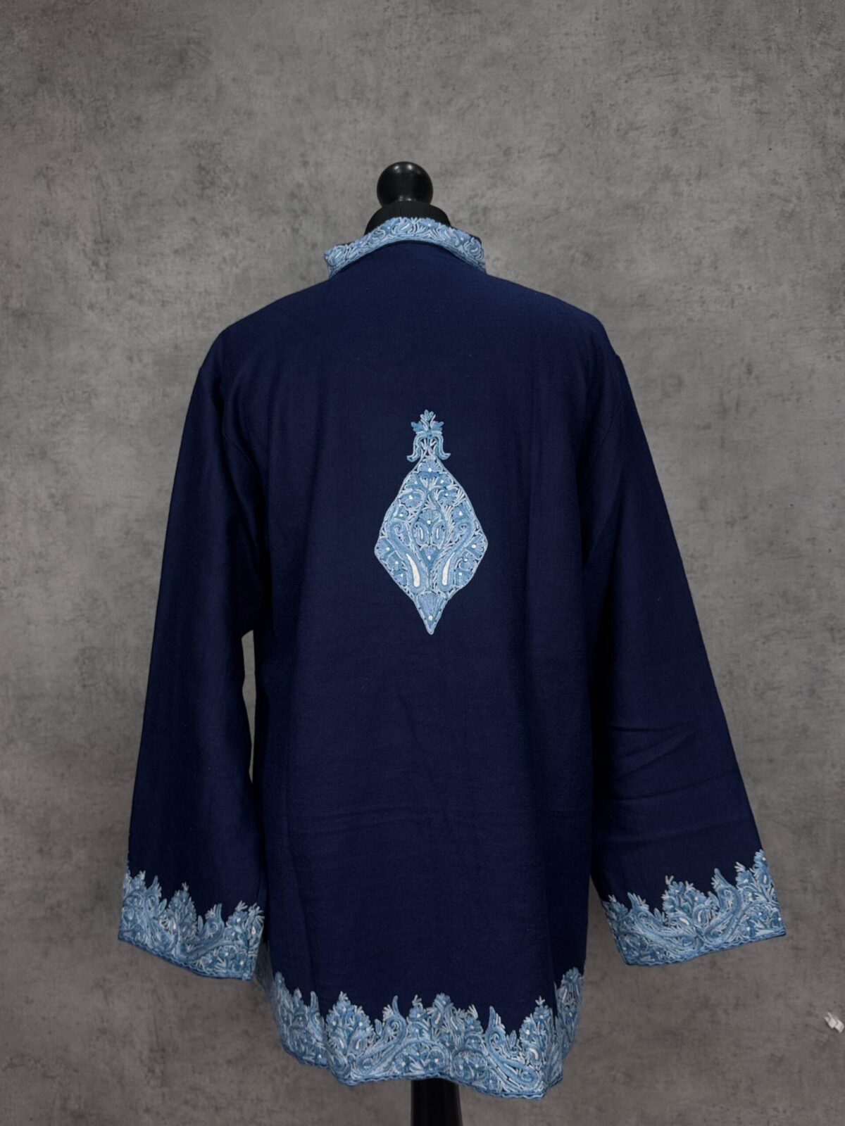 The Wular Azure Kashmiri Short Woollen Jacket