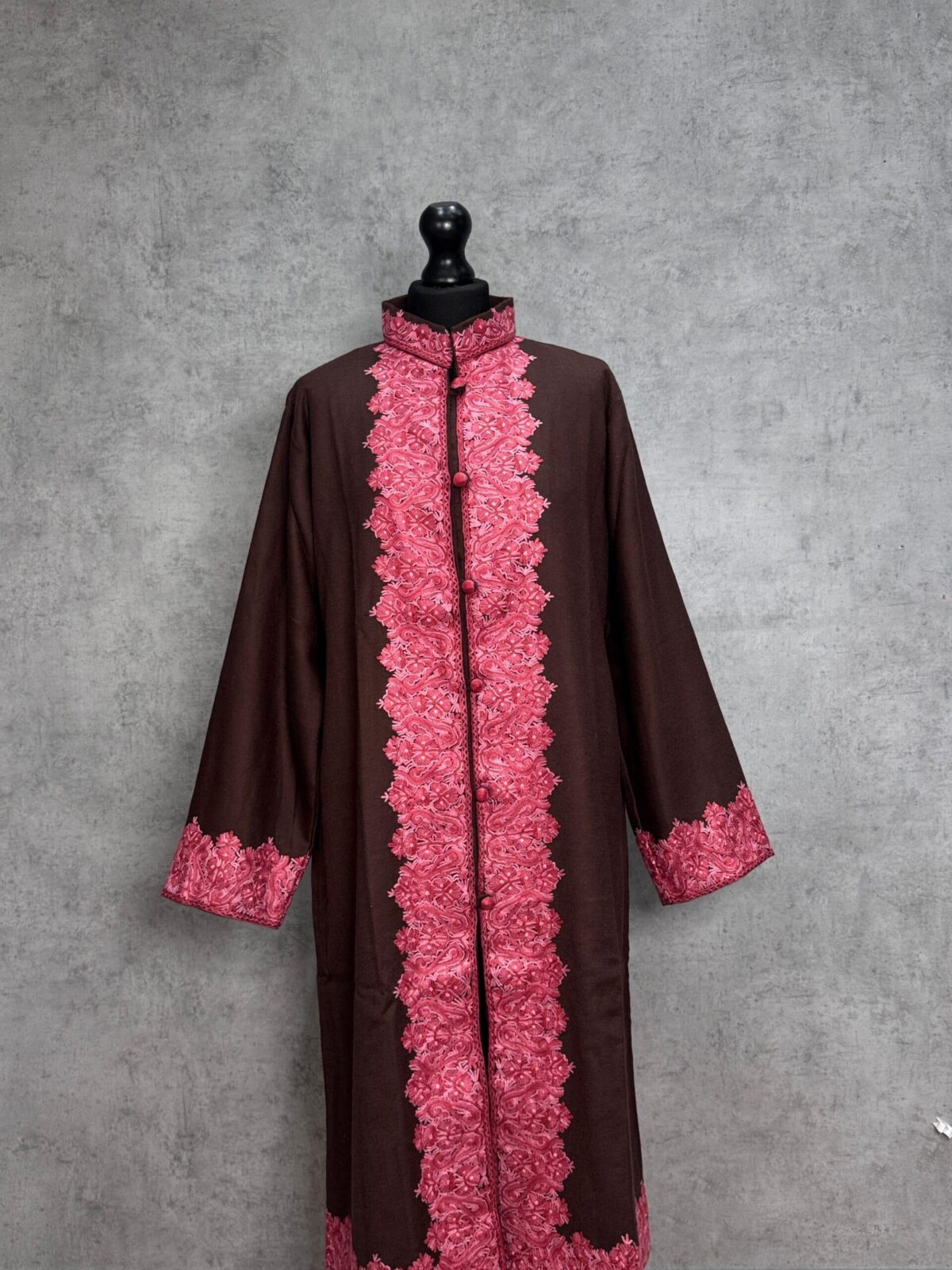 The Gulmarg Rose Woollen Jacket Hand Aari Embroidered