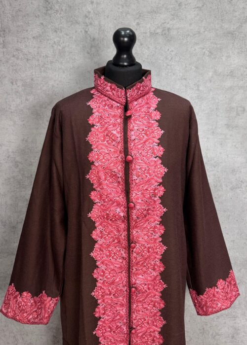 The Gulmarg Rose Woollen Jacket Hand Aari Embroidered