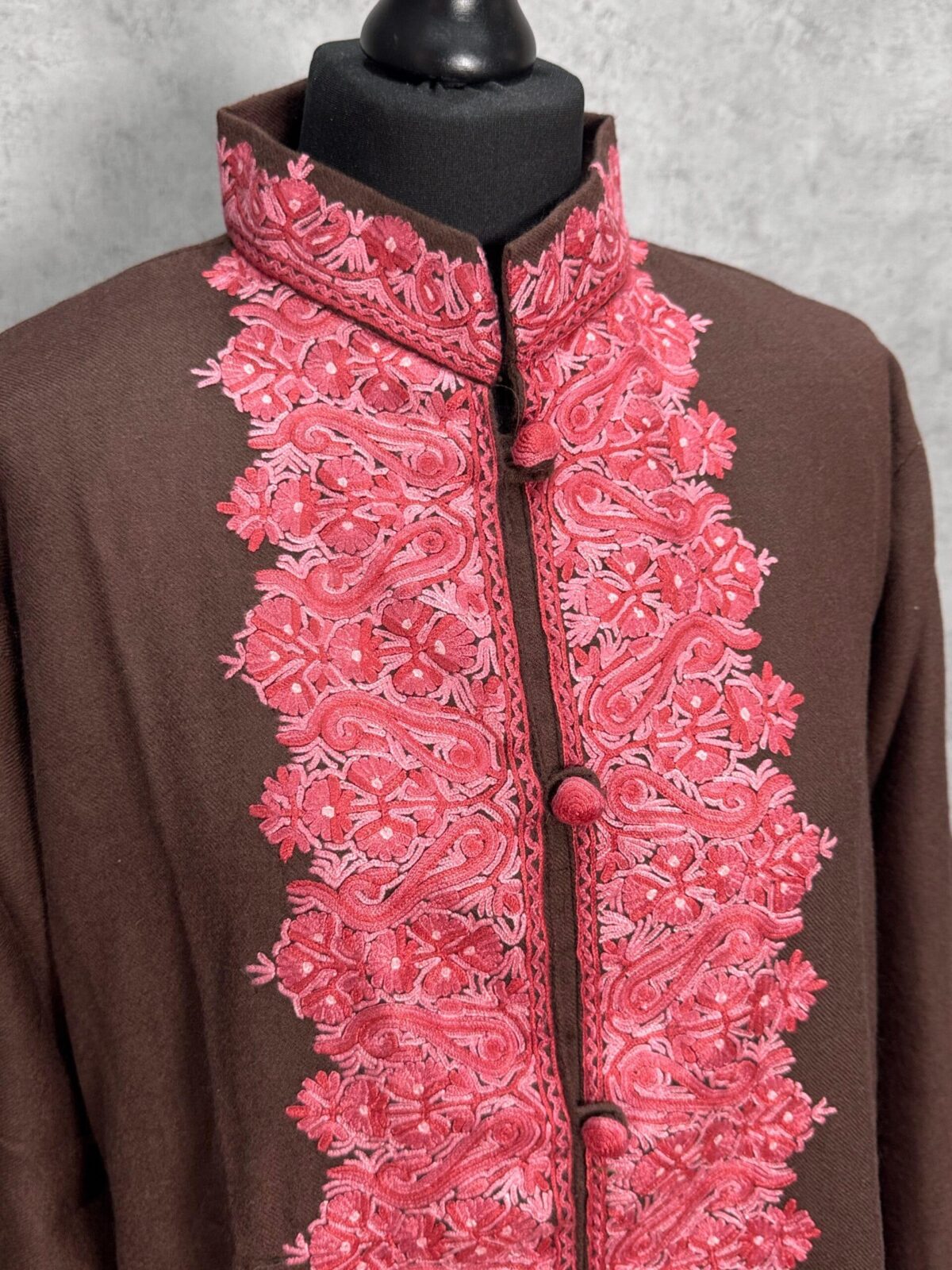 The Gulmarg Rose Woollen Jacket Hand Aari Embroidered