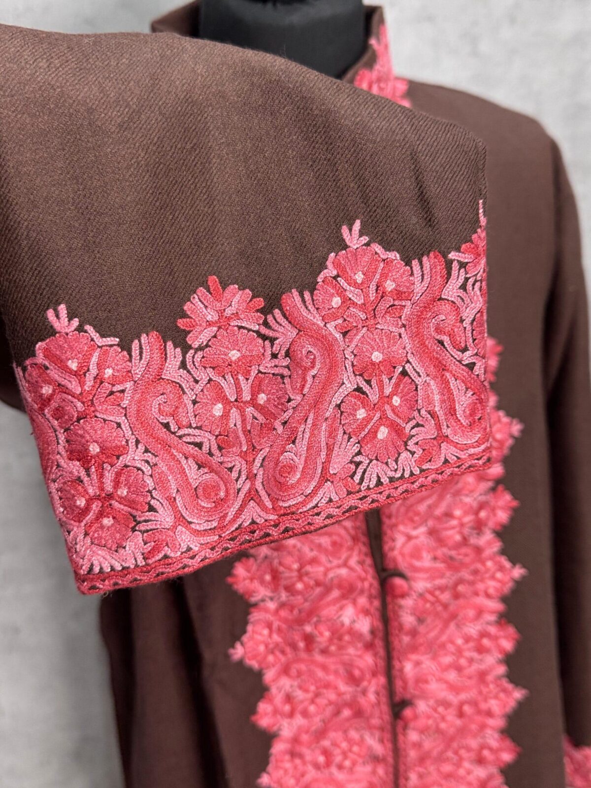 The Gulmarg Rose Woollen Jacket Hand Aari Embroidered