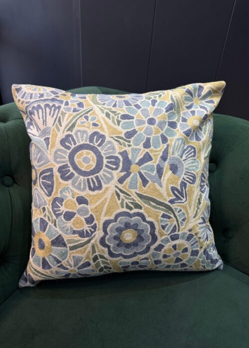 Neel-Gulzar Kashmiri Wool Aari-Embroidered Cushion Cover