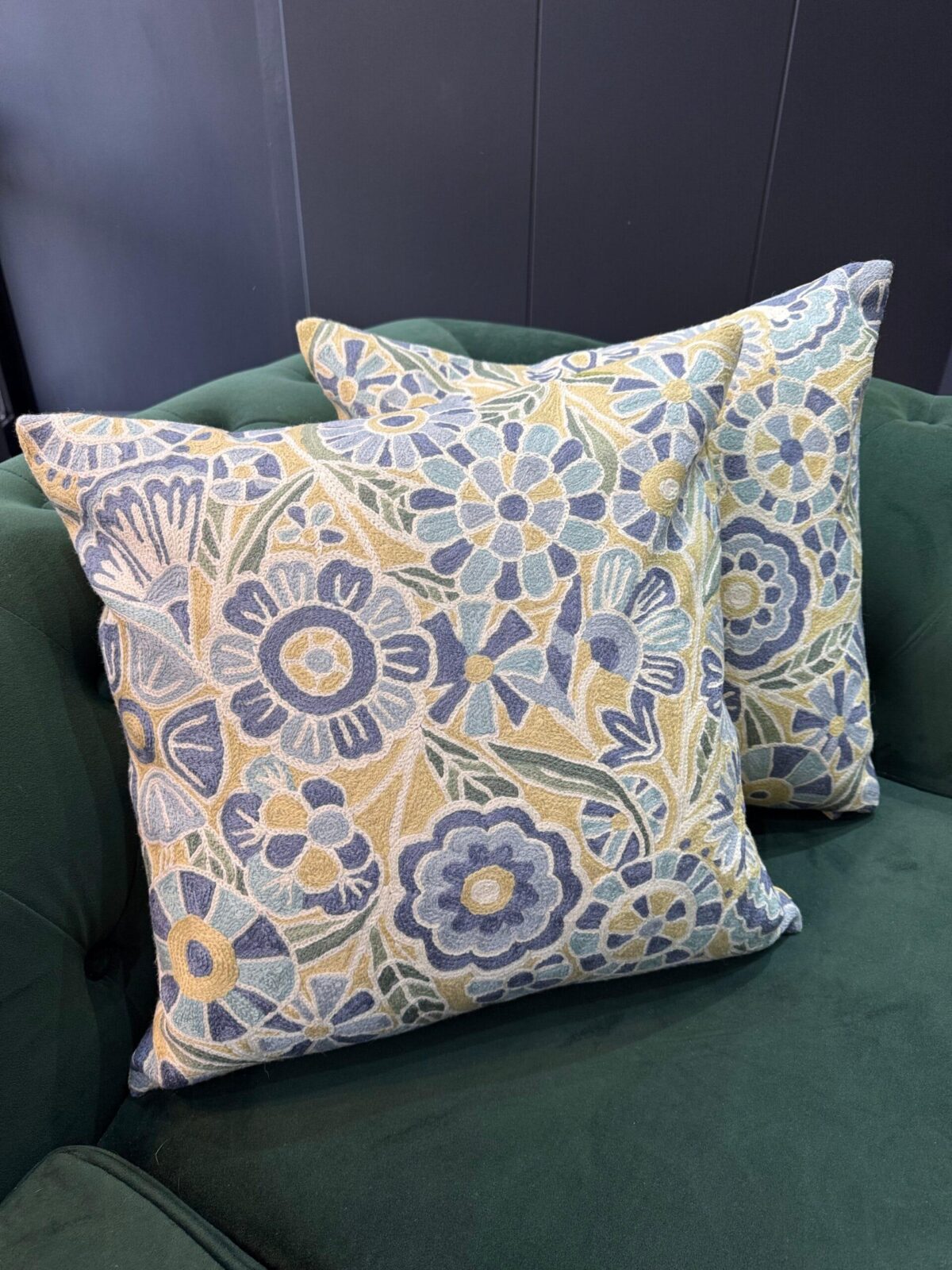 Neel-Gulzar Kashmiri Wool Aari-Embroidered Cushion Cover