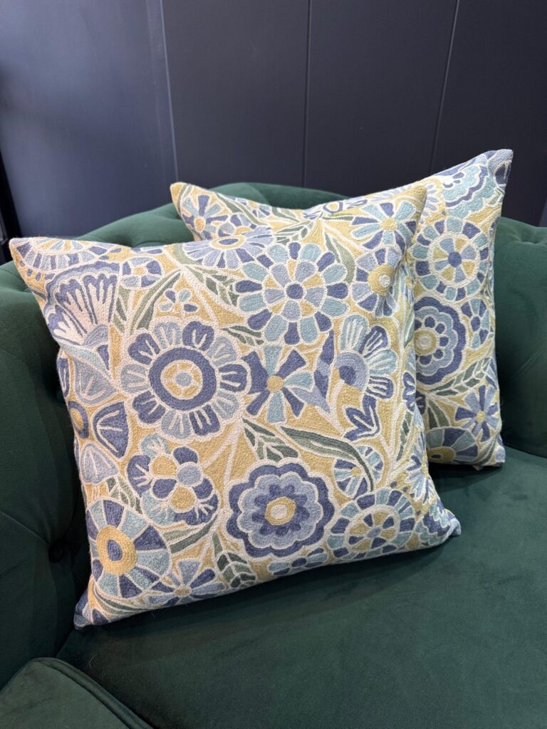 Neel-Gulzar Kashmiri Wool Aari-Embroidered Cushion Cover