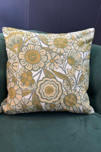 Zaitoon-Gul Kashmiri Wool Aari-Embroidered Cushion Cover