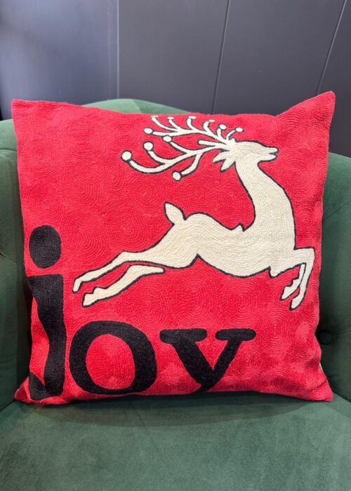 Winter Joy Wool Aari-Embroidered Cushion Cover