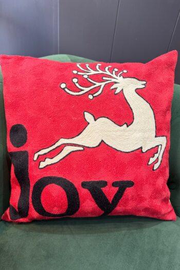 Winter Joy Wool Aari-Embroidered Cushion Cover