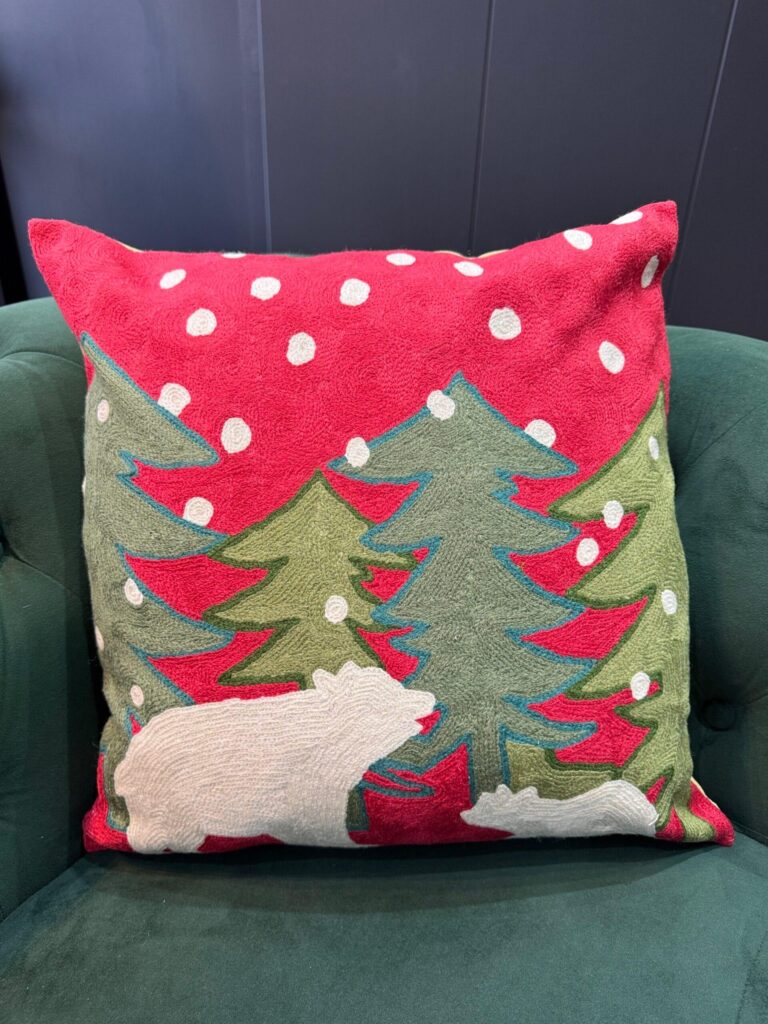 Polar Serenity Wool Aari-Embroidered Cushion Cover
