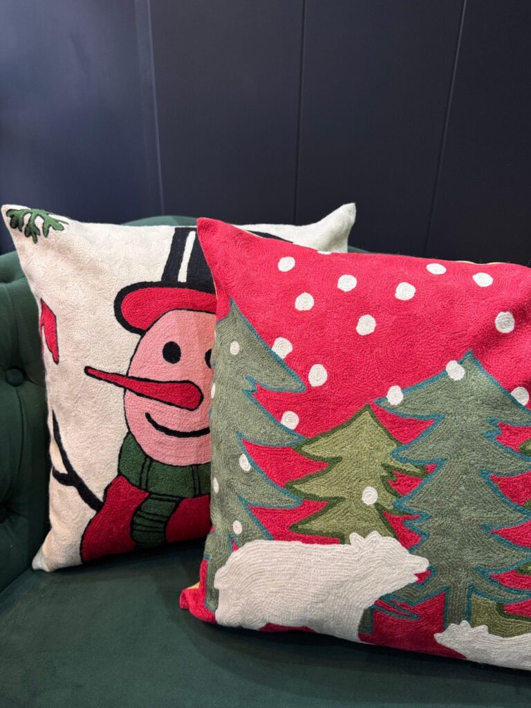 Polar Serenity Wool Aari-Embroidered Cushion Cover