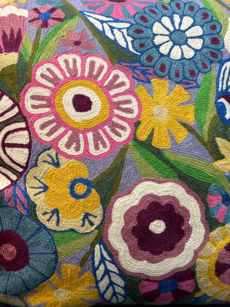Rang-e-Wadi Kashmiri Wool Aari-Embroidered Cushion Cover