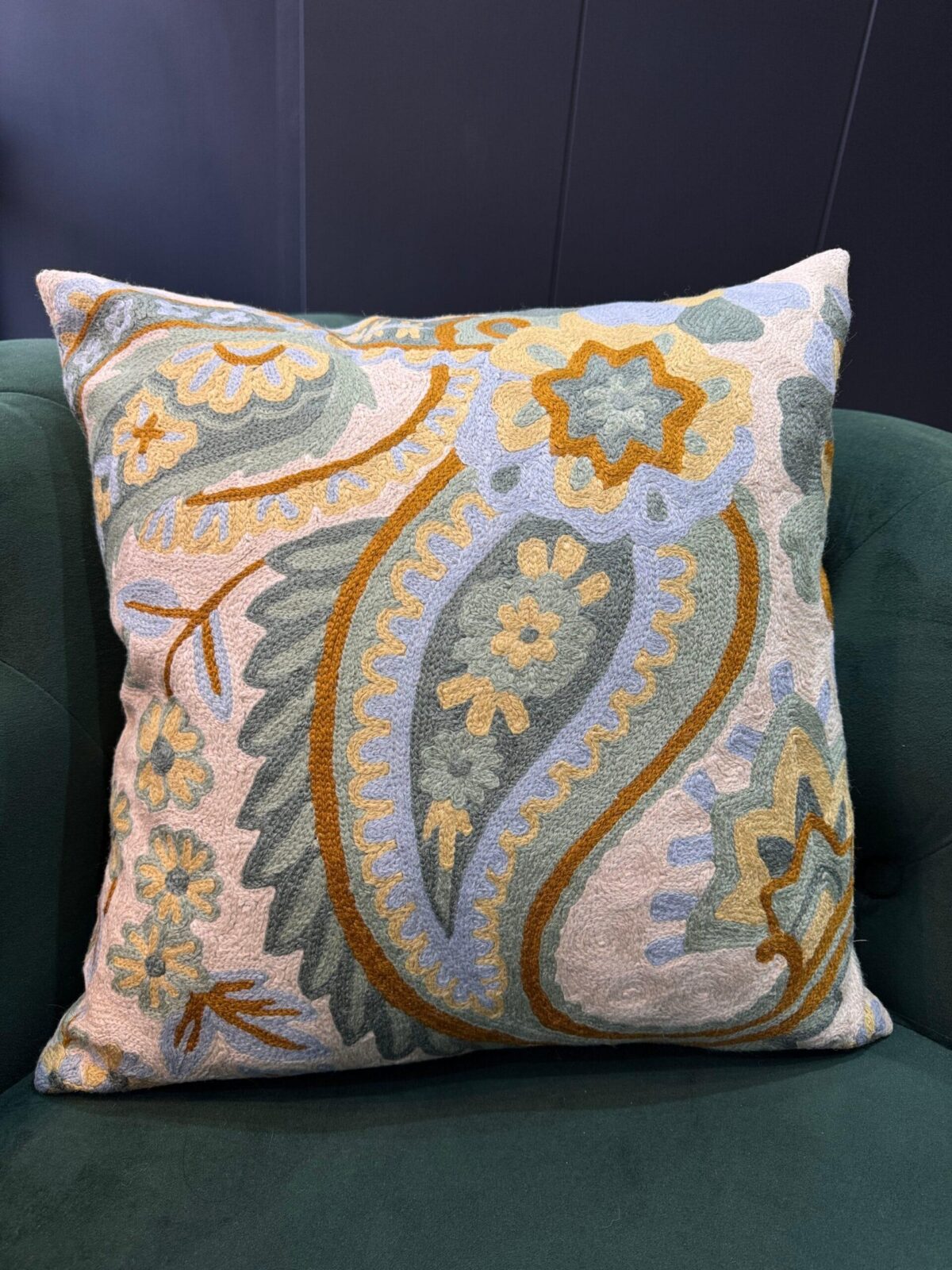 Bahar-e-Naksha Kashmiri Wool Aari-Embroidered Cushion Cover