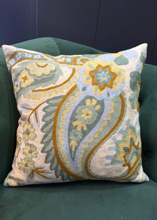 Bahar-e-Naksha Kashmiri Wool Aari-Embroidered Cushion Cover