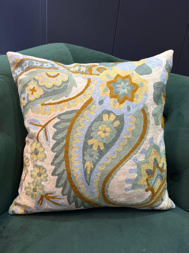 Bahar-e-Naksha Kashmiri Wool Aari-Embroidered Cushion Cover